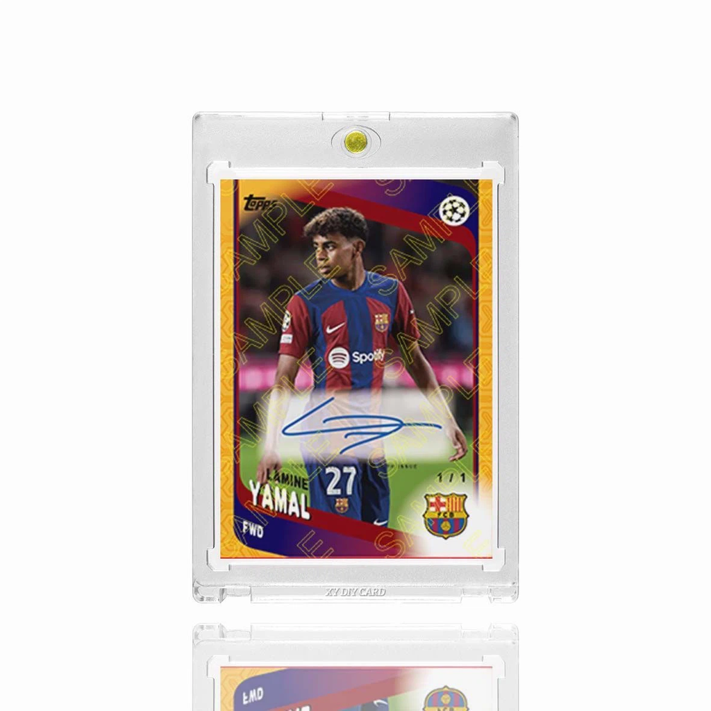 Lamine Yamal Facsimile Signature Football Card Fan Made, With Magnetic Protective Card Case